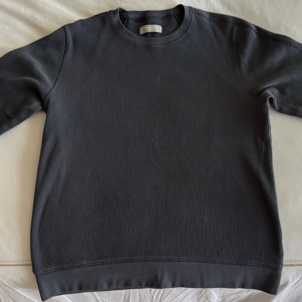 Everlane Navy Waffle Knit Top
